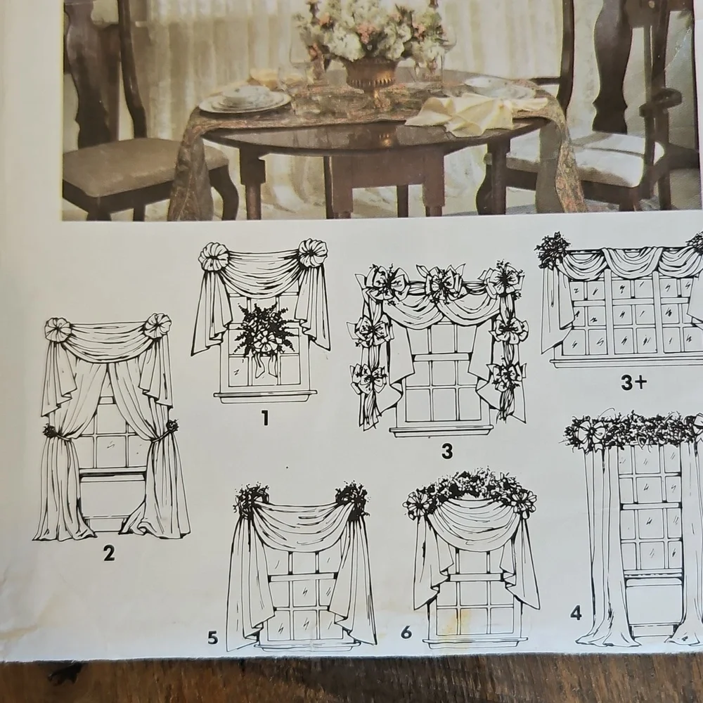 Simplicity Jiffy 6 Pack 7721 Pattern Curtains Drapery Window Topper Treatments